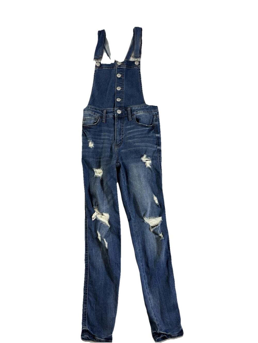 Aero Overall Jean Pants Size 2 Blue Distressed Aeropostale Womens Medium Wash